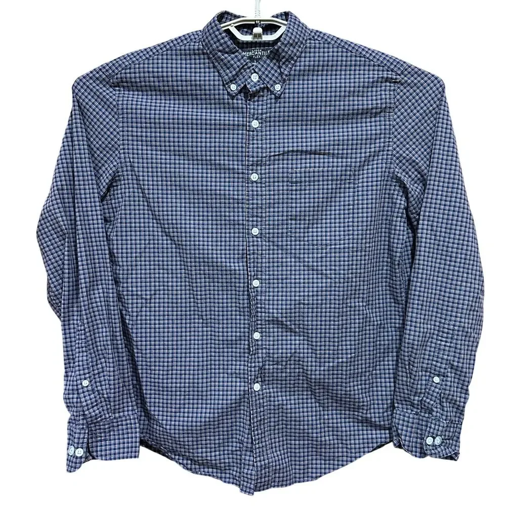 J Crew Shirt Mens L Blue Orange Plaid Button Up Long Sleeve Cotton Preppy